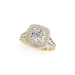 1.65 ctw Certified VS/SI Diamond Halo Ring 18K Yellow Gold