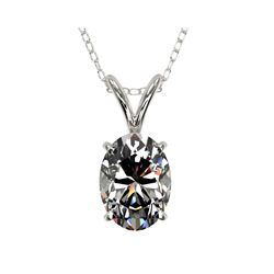 1 ctw Certified VS/SI Quality Oval Diamond Necklace 10K White Gold