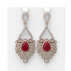 11.26 ctw Ruby & Diamond Earrings 18K Rose Gold