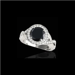 1.75 ctw Certified VS Black Diamond Solitaire Halo Ring 10K White Gold