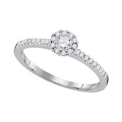 10kt White Gold Round Diamond Solitaire Slender Halo Bridal Wedding Engagement Ring 1/3 Cttw