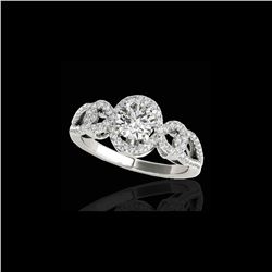 1.38 ctw Certified Diamond Solitaire Halo Ring 10K White Gold