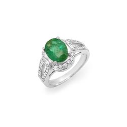 2.50 ctw Emerald & Diamond Ring 14K White Gold