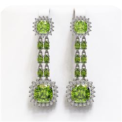 19.88 ctw Peridot & Diamond Earrings 14K White Gold