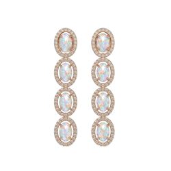 4.05 ctw Opal & Diamond Micro Pave Halo Earrings 10K Rose Gold