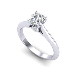 0.83 ctw VS/SI Diamond Solitaire Art Deco Ring 18K White Gold