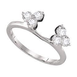 14kt White Gold Round Diamond Ring Guard Wrap Enhancer Band 3/4 Cttw