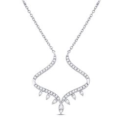 14kt White Gold Round Diamond Modern-V Fashion Necklace 1/4 Cttw