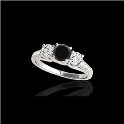 3.25 ctw Certified VS Black Diamond 3 Stone Ring 10K White Gold