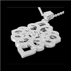 1.40 ctw Micro Pave VS/SI Diamond Designer Necklace 14K White Gold