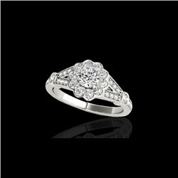 1.65 ctw Certified Diamond Solitaire Halo Ring 10K White Gold