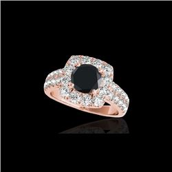 2.5 ctw Certified VS Black Diamond Solitaire Halo Ring 10K Rose Gold