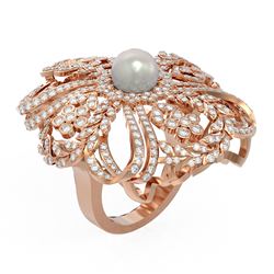 3.23 ctw Diamond and Pearl Ring 18K Rose Gold