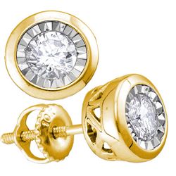 10kt Yellow Gold Round Diamond Solitaire Stud Earrings 1/2 Cttw