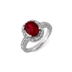 3.40 ctw Rubellite & Diamond Ring 14K White Gold