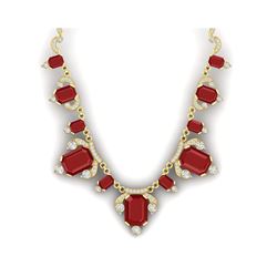 75.21 ctw Ruby & VS Diamond Necklace 18K Yellow Gold