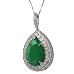 42.84 ctw Emerald & Diamond Victorian Necklace 14K White Gold