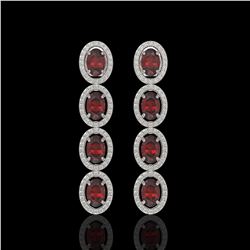 6.2 ctw Garnet & Diamond Micro Pave Halo Earrings 10K White Gold