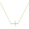 Image 1 : 10kt Yellow Gold Round Diamond Sideways Horizontal Cross Pendant Necklace 1/20 Cttw