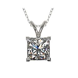 1.25 ctw Certified VS/SI Quality Princess Diamond Necklace 10K White Gold