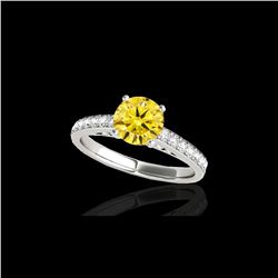 1.5 ctw Certified SI/I Fancy Intense Yellow Diamond Ring 10K White Gold