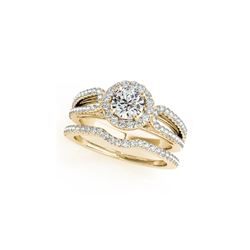 1.36 ctw Certified VS/SI Diamond 2pc Wedding Set Halo 14K Yellow Gold