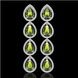 10.48 ctw Tourmaline & Diamond Micro Pave Halo Earrings 10K White Gold