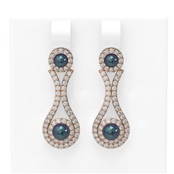 2.03 ctw Diamond and Pearl Earrings 18K Rose Gold