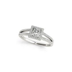 1.4 ctw Certified VS/SI Princess Diamond Halo Ring 18K White Gold