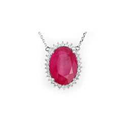 19.25 ctw Ruby & Diamond Necklace 14K White Gold