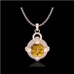 1.57 ctw Intense Fancy Yellow Diamond Micro Pave Necklace 18K Rose Gold