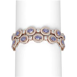 35.52 ctw Tanzanite & Diamond Bracelet 18K Rose Gold