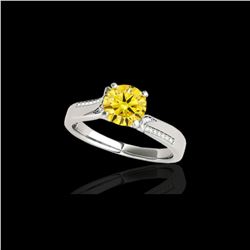 1.18 ctw Certified SI/I Fancy Intense Yellow Diamond Ring 10K White Gold