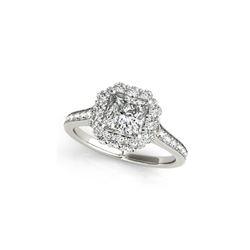 1.5 ctw Certified VS/SI Princess Diamond Halo Ring 18K White Gold