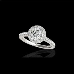 1.70 ctw Certified Diamond Solitaire Halo Ring 10K White Gold