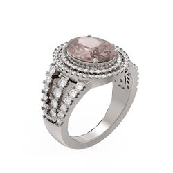 5.14 ctw Morganite & Diamond Ring 18K White Gold