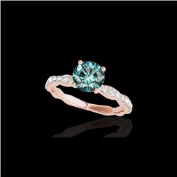 1.4 ctw SI Certified Fancy Blue Diamond Solitaire Ring 10K Rose Gold