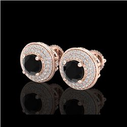 2.35 ctw Fancy Black Diamond Art Deco Stud Earrings 18K Rose Gold