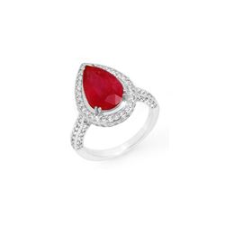 6.25 ctw Ruby & Diamond Ring 18K White Gold