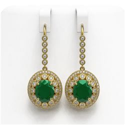 17.22 ctw Certified Emerald & Diamond Victorian Earrings 14K Yellow Gold