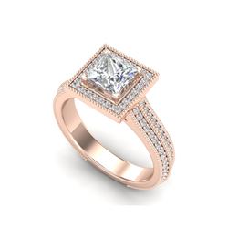 2 ctw Princess VS/SI Diamond Solitaire Micro Pave Ring 18K Rose Gold