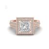 Image 2 : 2 ctw Princess VS/SI Diamond Solitaire Micro Pave Ring 18K Rose Gold
