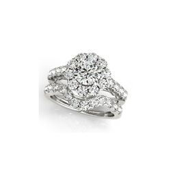 4.01 ctw Certified VS/SI Diamond 2pc Wedding Set Halo 14K White Gold