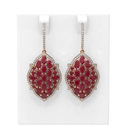 14.96 ctw Ruby & Diamond Earrings 18K Rose Gold