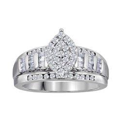 10kt White Gold Round Diamond Oval Cluster Bridal Wedding Engagement Ring 3.00 Cttw