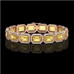 34.91 ctw Fancy Citrine & Diamond Micro Pave Halo Bracelet 10K Rose Gold