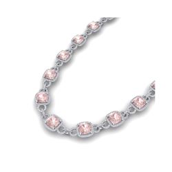49 ctw Morganite & VS/SI Diamond Necklace 14K White Gold