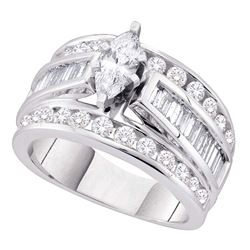 14kt White Gold Marquise Diamond Solitaire Bridal Wedding Engagement Ring 2.00 Cttw