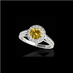 1.45 ctw Certified SI/I Fancy Intense Yellow Diamond Ring 10K White Gold