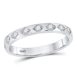 10kt White Gold Round Diamond Flush Diamond Shaped Band Ring 1/5 Cttw
